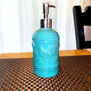 Teal rooster soap dispenser